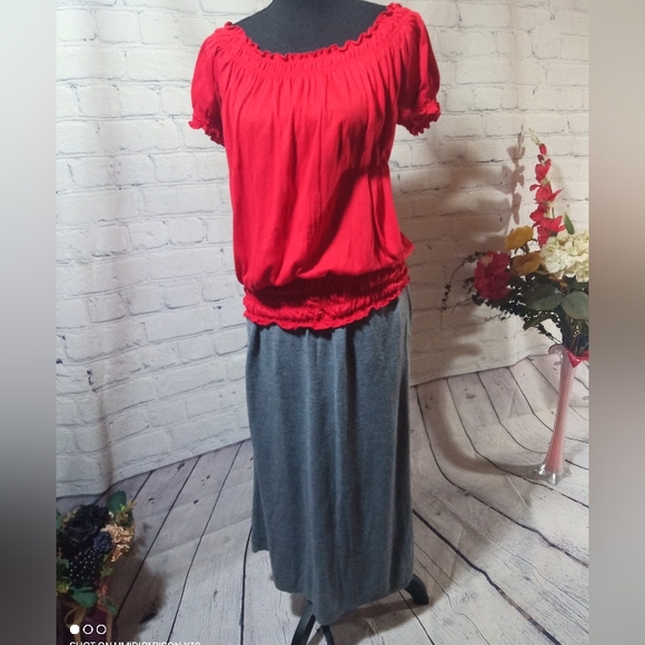 Vintage Long Woven Knit Skirt Grey Karen Lessly - Picture 3 of 7